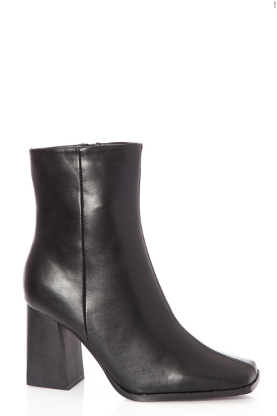 Wide Fit Black Faux Leather Ankle Boots